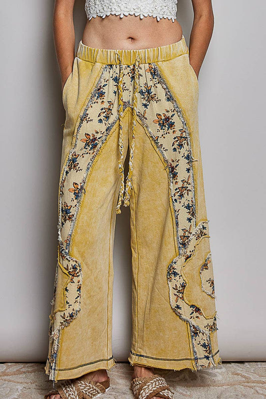 Vintage Mineral Wash Floral Patchwork Pants