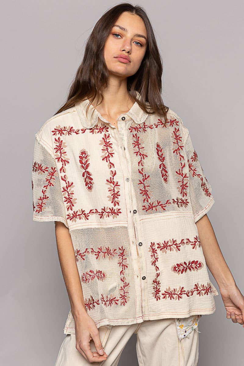 Ellie's Woven Embroidery Top