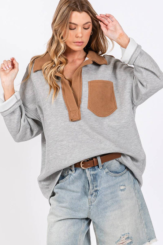 COLOR BLOCK OVERSIZED PULLOVER