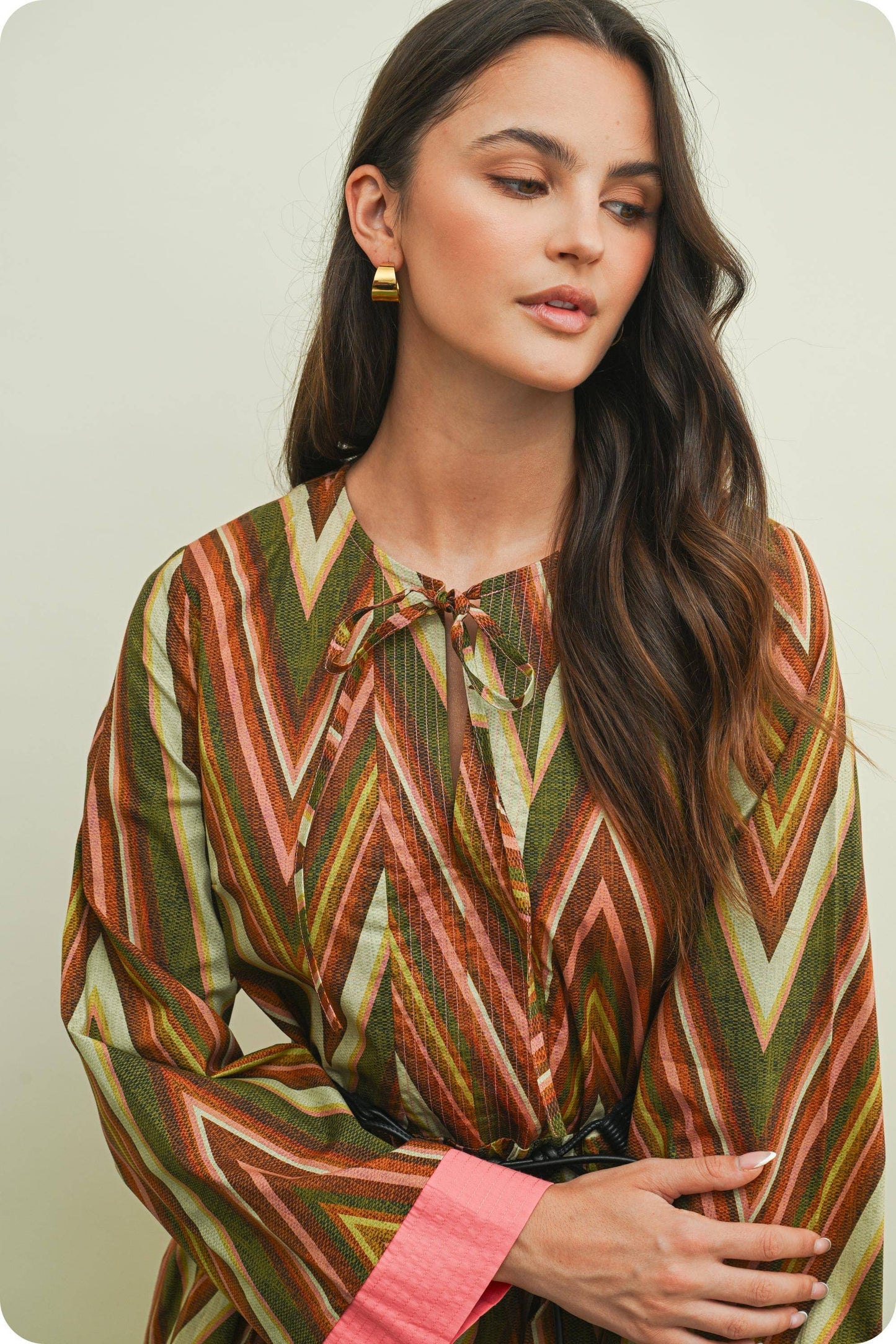 Fall Color Block Belted Dress