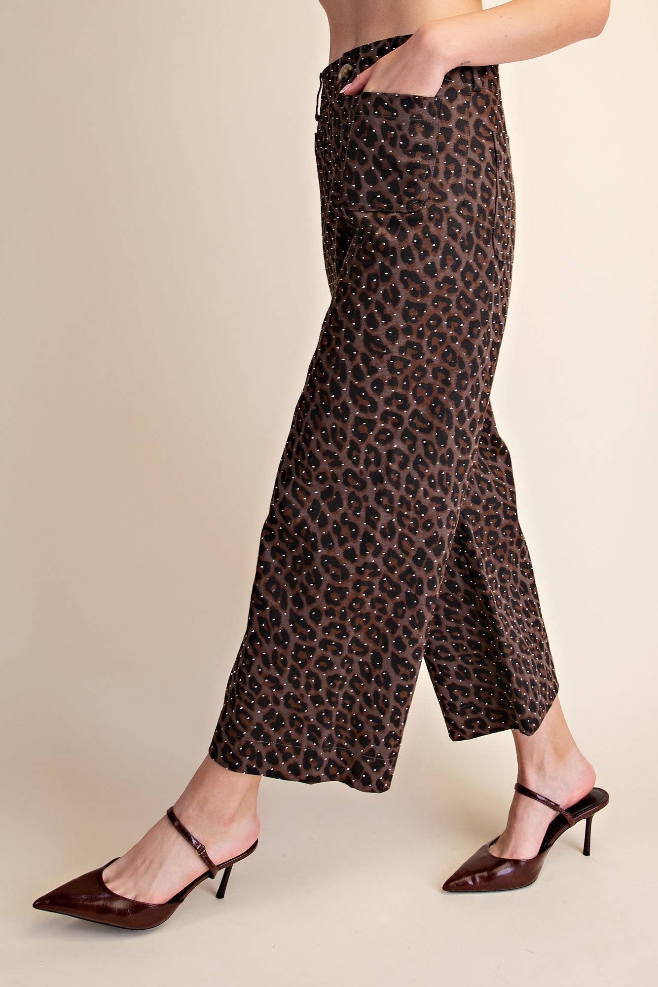 Leopard Colette Cropped Rhinestone Pants