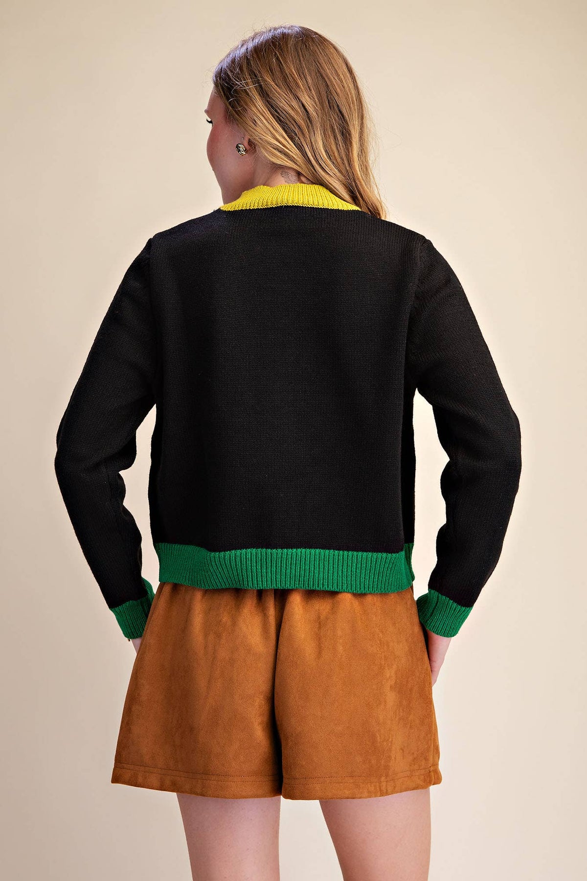 Color Combo Sweater Cardigan