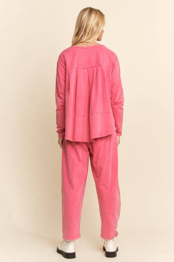 Garment Dyed Two Piece Set Plus Size