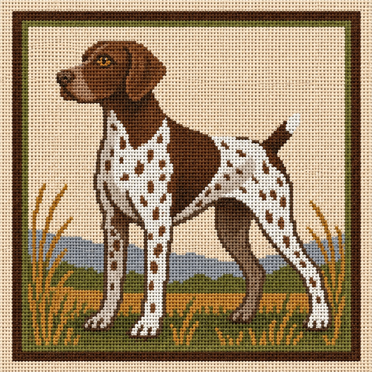 German Shorthaired Pointer Printed Needlepoint Canvas
