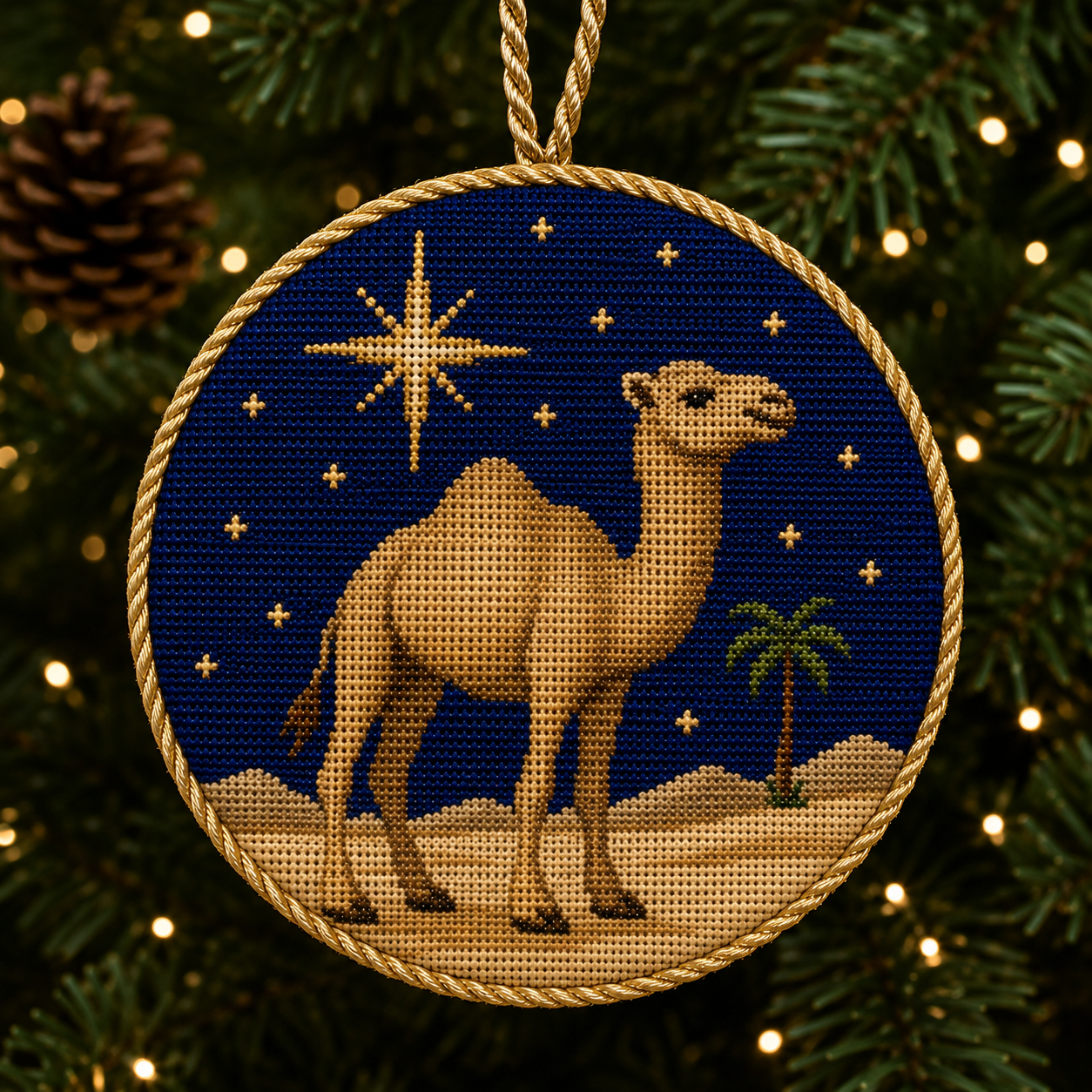 Camel Christmas Ornament Needlepoint Canvas