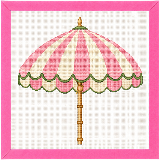 Palm Beach Cabana Stripe Umbrella Needlepoint Canvas