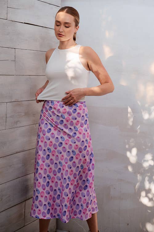 Olive Midi Print Skirt