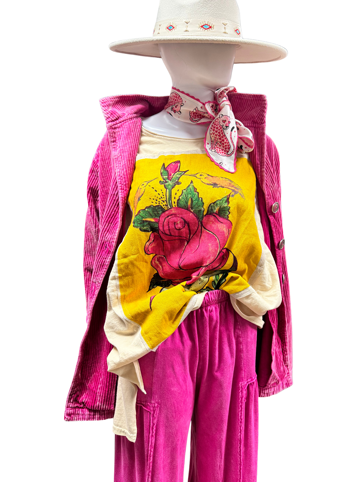 Colorful Patchwork Rose Print Tee