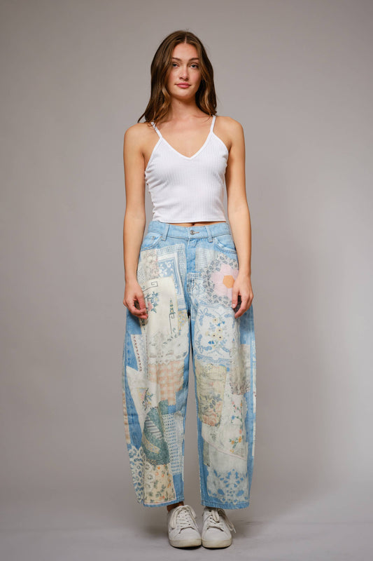 Needlepoint Inspired Denim Pant