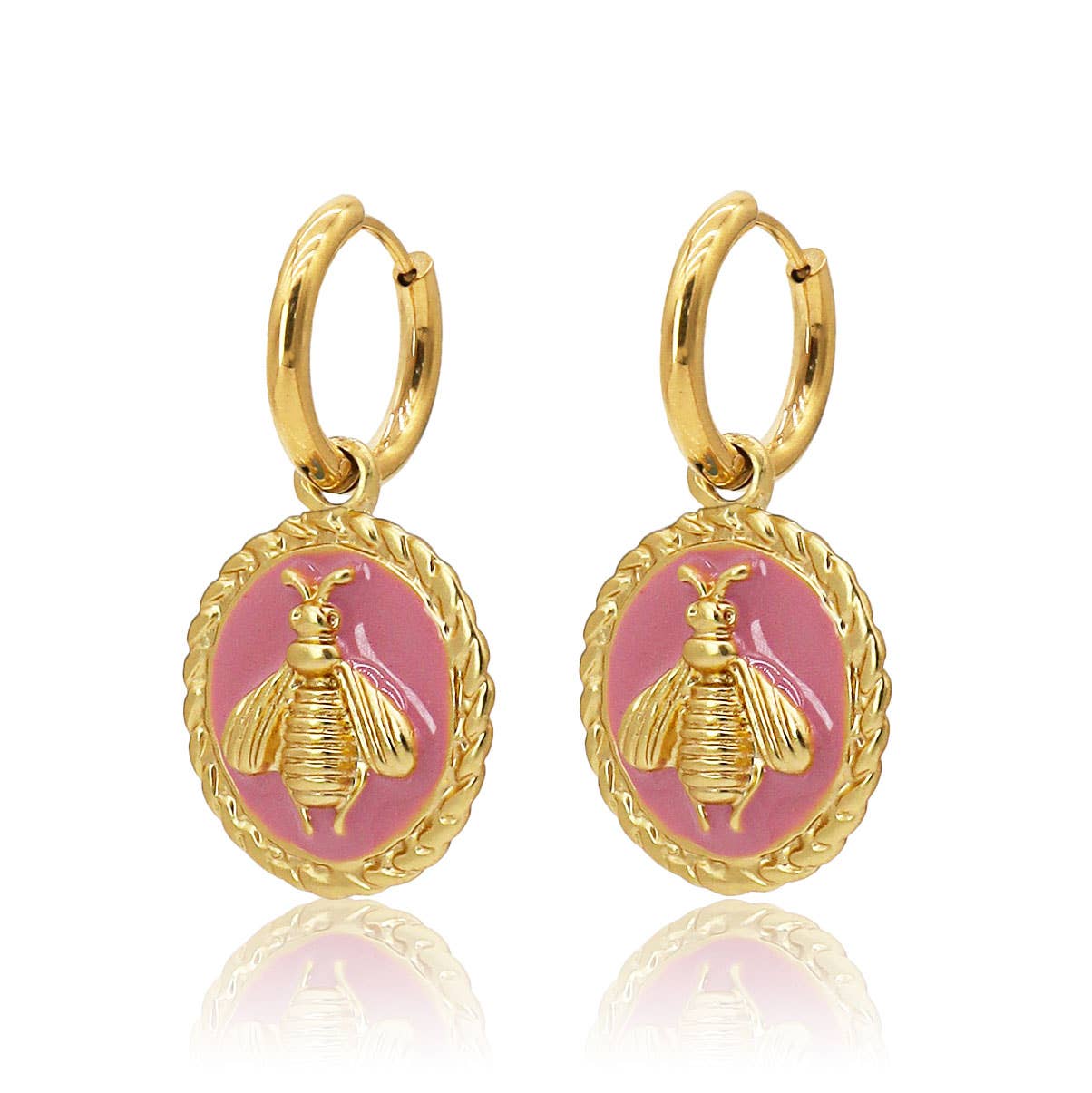 ColorPop Bee Earrings - 24K Gold Plated: Azure blue