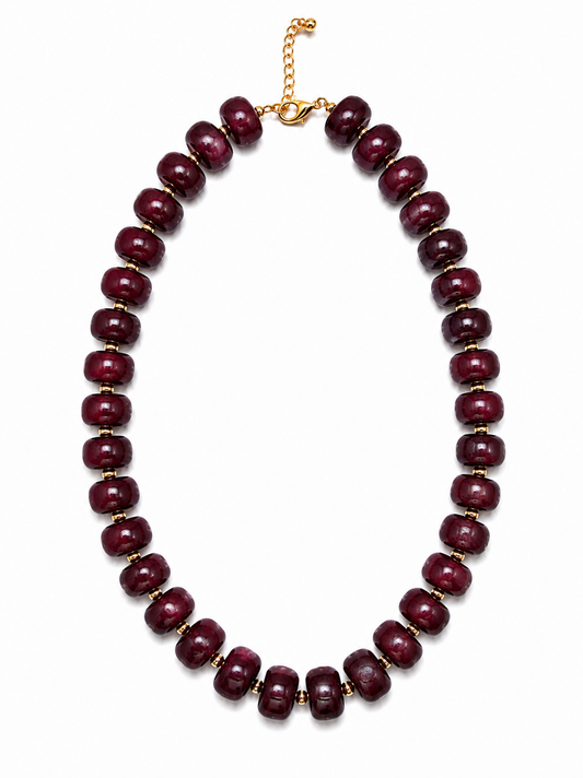 Burgundy Marbled Beaded Candy Necklace