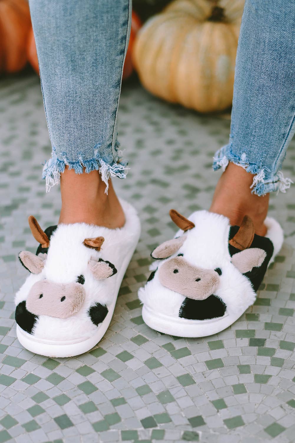 Animal Cow Plush Slippers