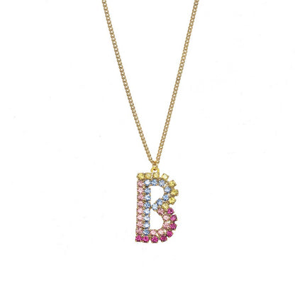 TOVA Mini Monogram Multicolor Crystal Necklace