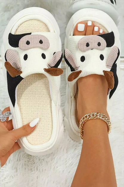 Animal Cow Plush Slippers