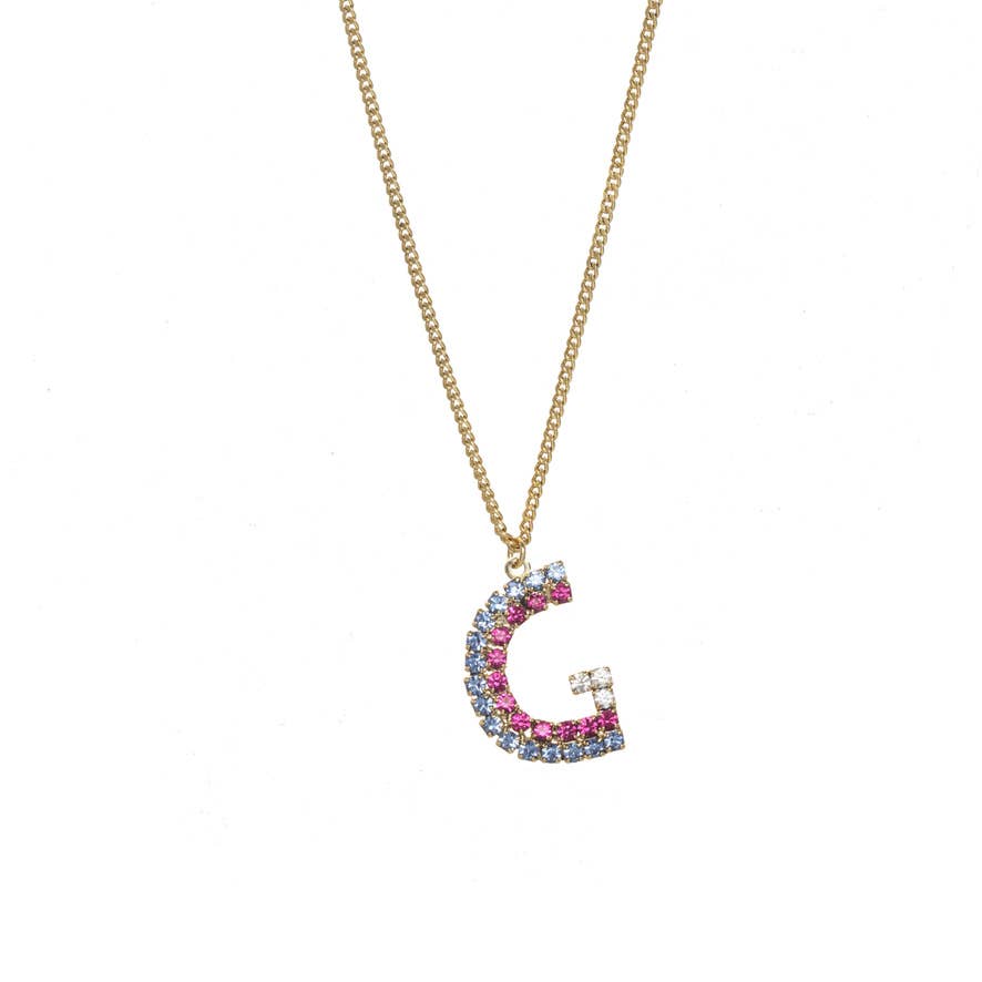 TOVA Mini Monogram Multicolor Crystal Necklace