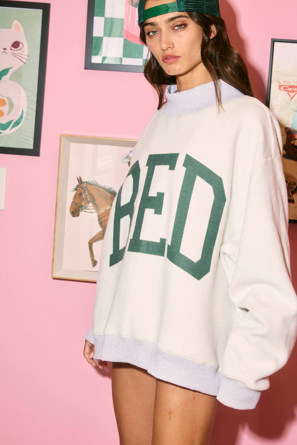 'GYM & BED'  Reversible Mock neck Sweatshirt