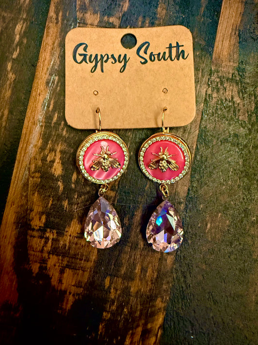 Gypsy South Pink Bee Earrings