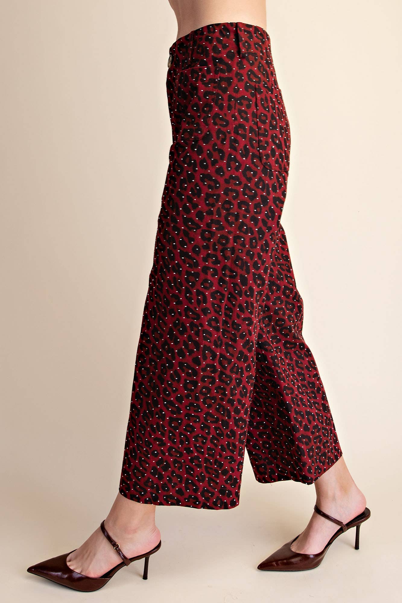 Leopard Colette Cropped Rhinestone Pants