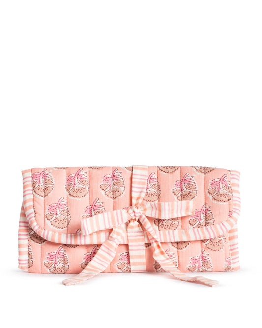 Layla Quilted Jewelry Roll   Pink   9x13