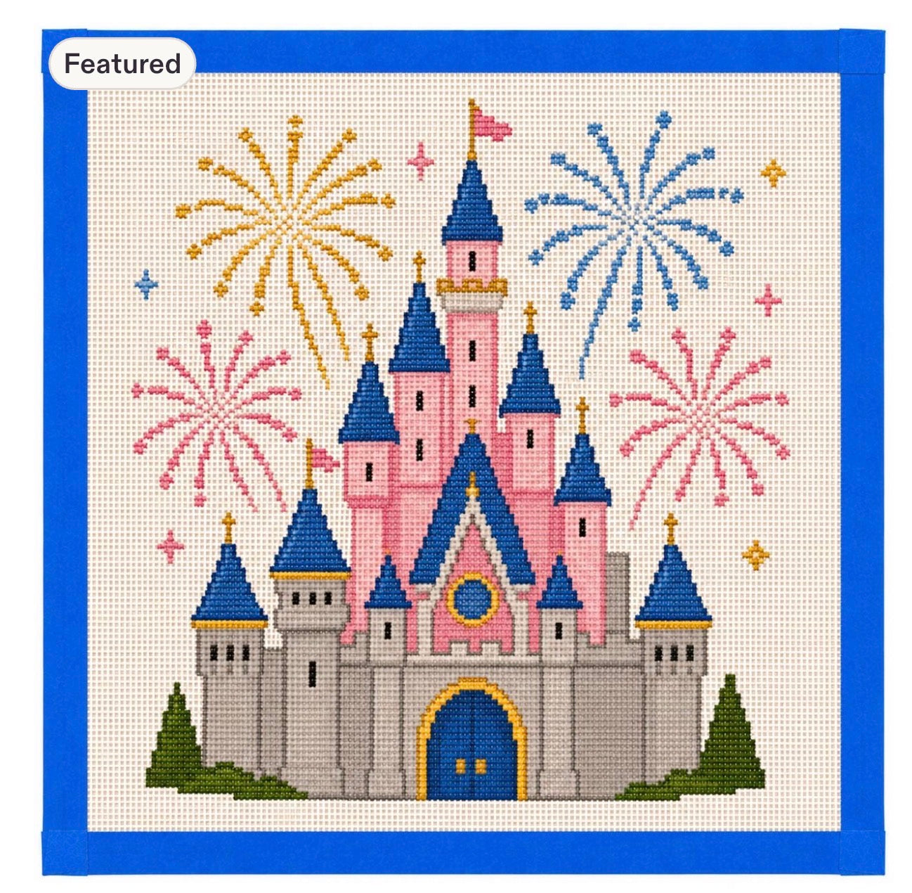 Fireworks Over the Castle Needlepoint Canvas