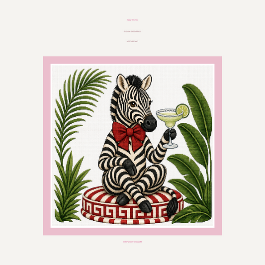 Jungle Club Zebra Printed Needlepoint Canvas