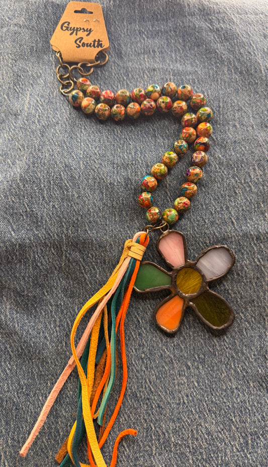 Gypsy South Stained Glass Flower Necklace