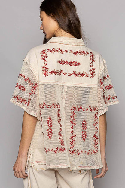 Ellie's Woven Embroidery Top