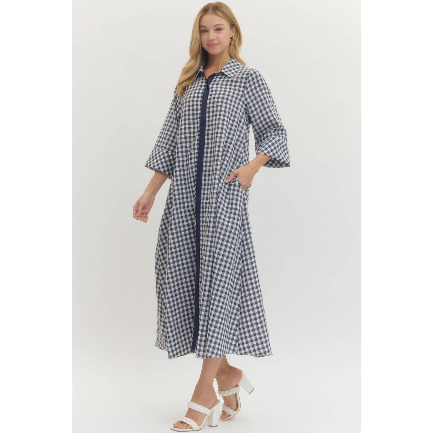 In Love with Gingham Midi Dress