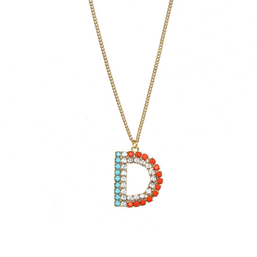 TOVA Mini Monogram Multicolor Crystal Necklace