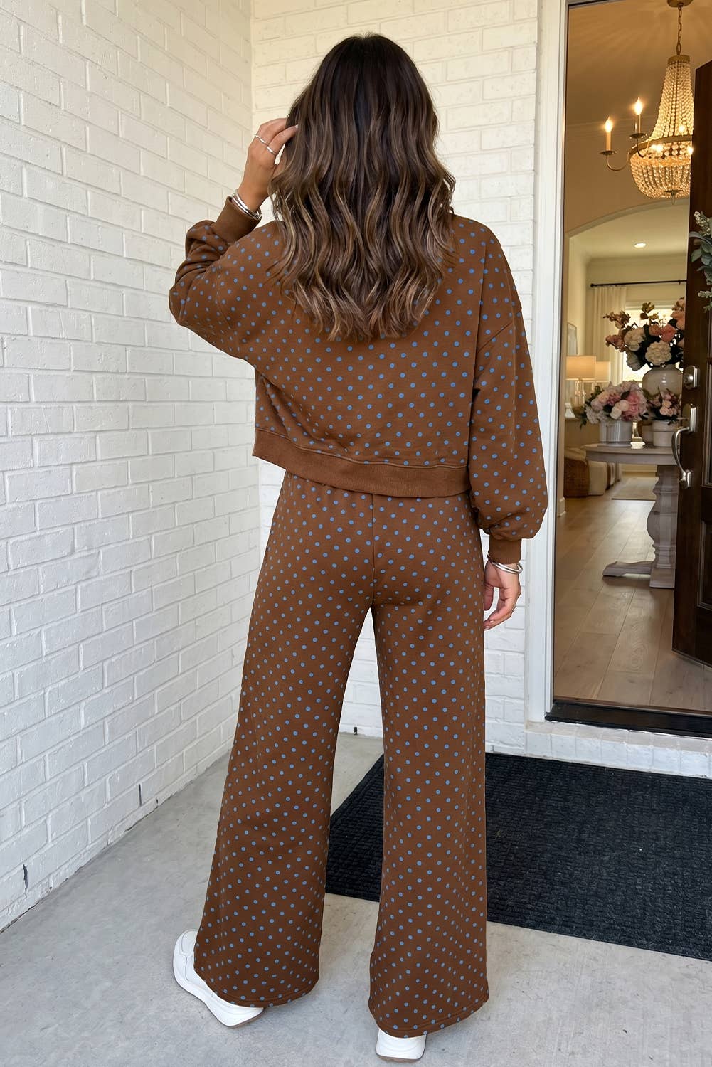 Chocolate/Blue Polka Dot Two Piece Set