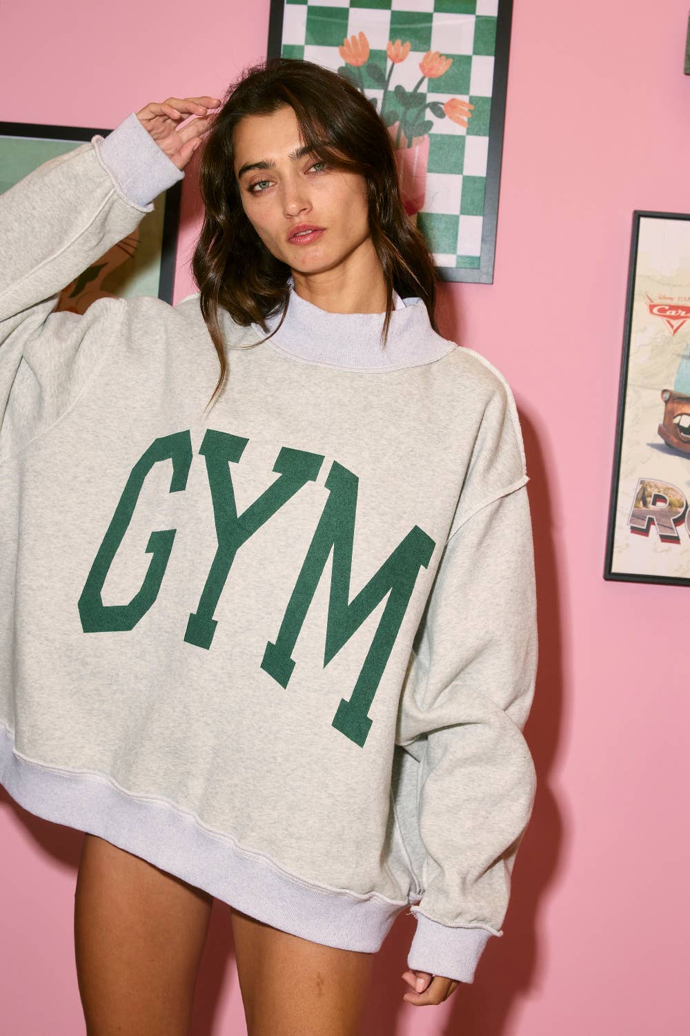 'GYM & BED'  Reversible Mock neck Sweatshirt