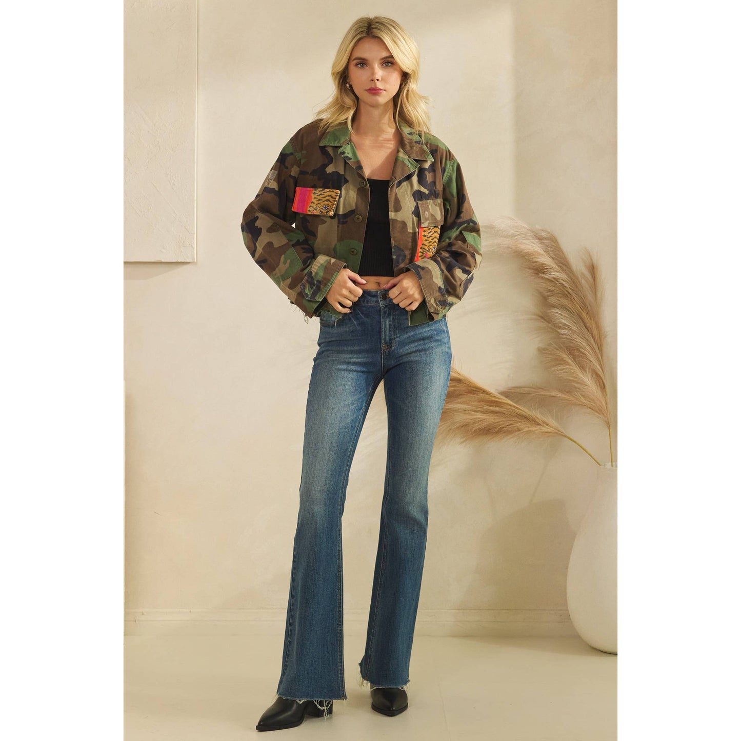 Camo Jacket with Tiger Print Patch