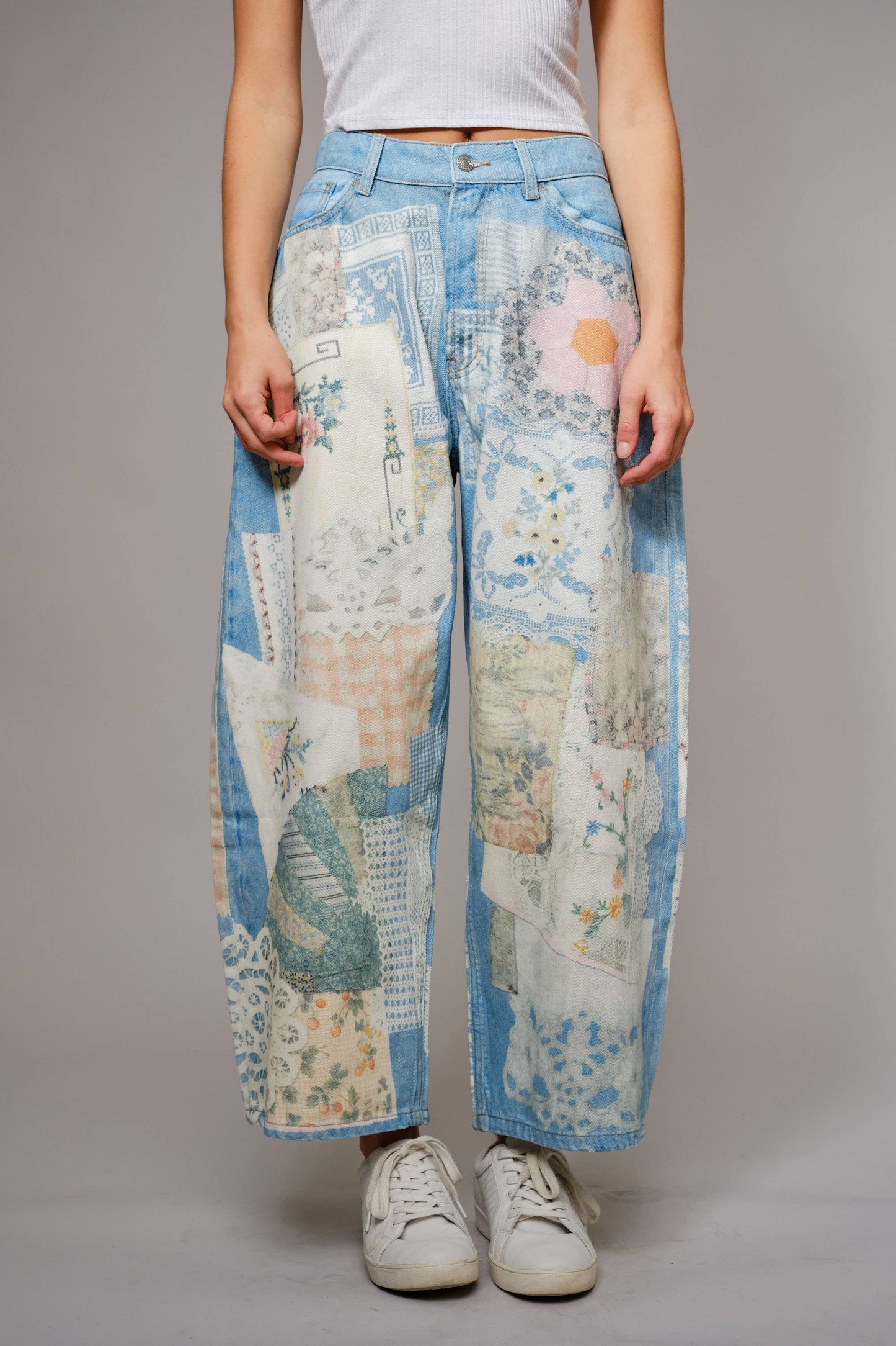 Needlepoint Inspired Denim Pant