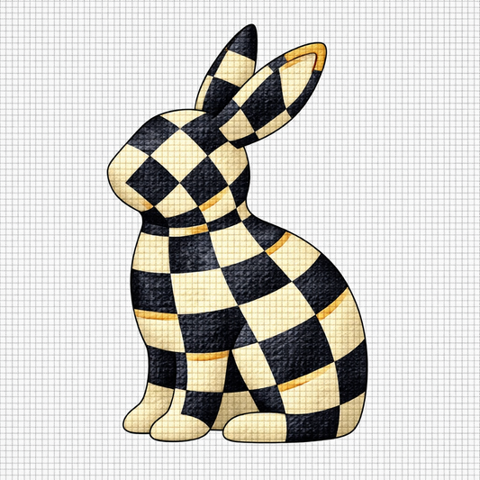 Checked Bunny Printed Needlepoint Canvas