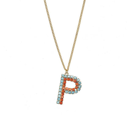 TOVA Mini Monogram Multicolor Crystal Necklace