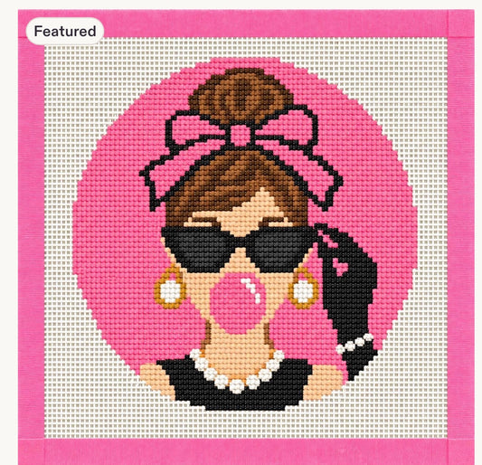 Boujee Girl Bubble Printed Needlepoint Ornament Canvas