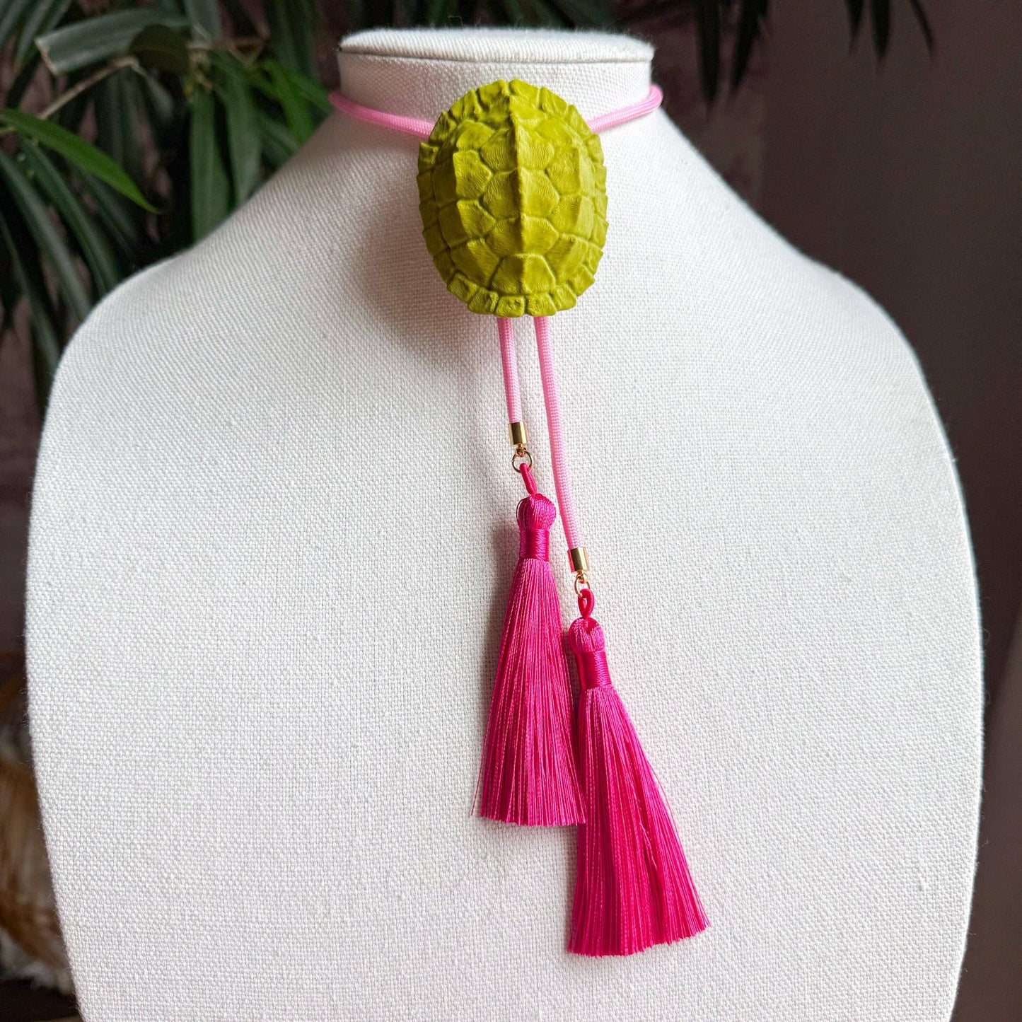 Tortoise Bolo Olive Green with Bubblegum Pink & Fuchsia