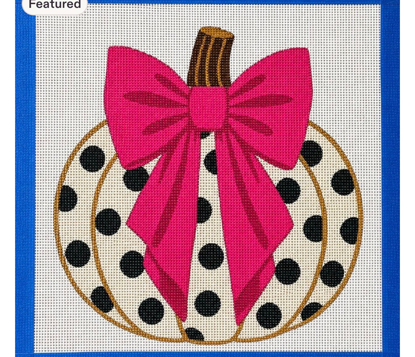 Fall Polka Dot Pumpkin Needlepoint Canvas