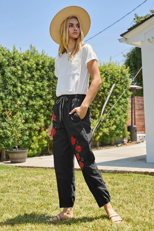 Rose Embroidered Jogger
