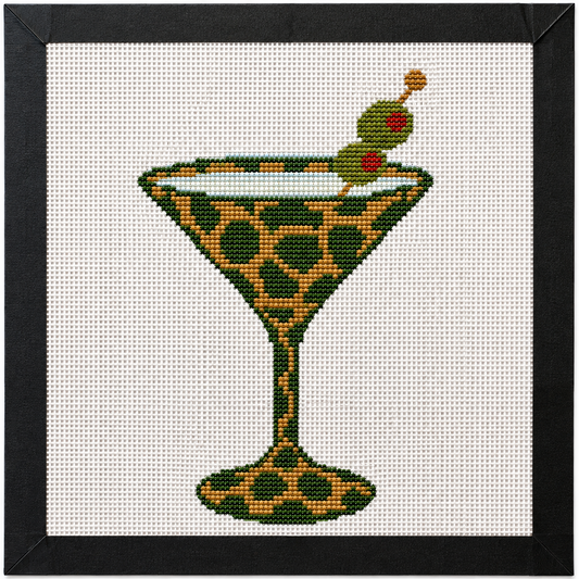 Tortoise Martini Cocktail Printed Needlepoint Canvas