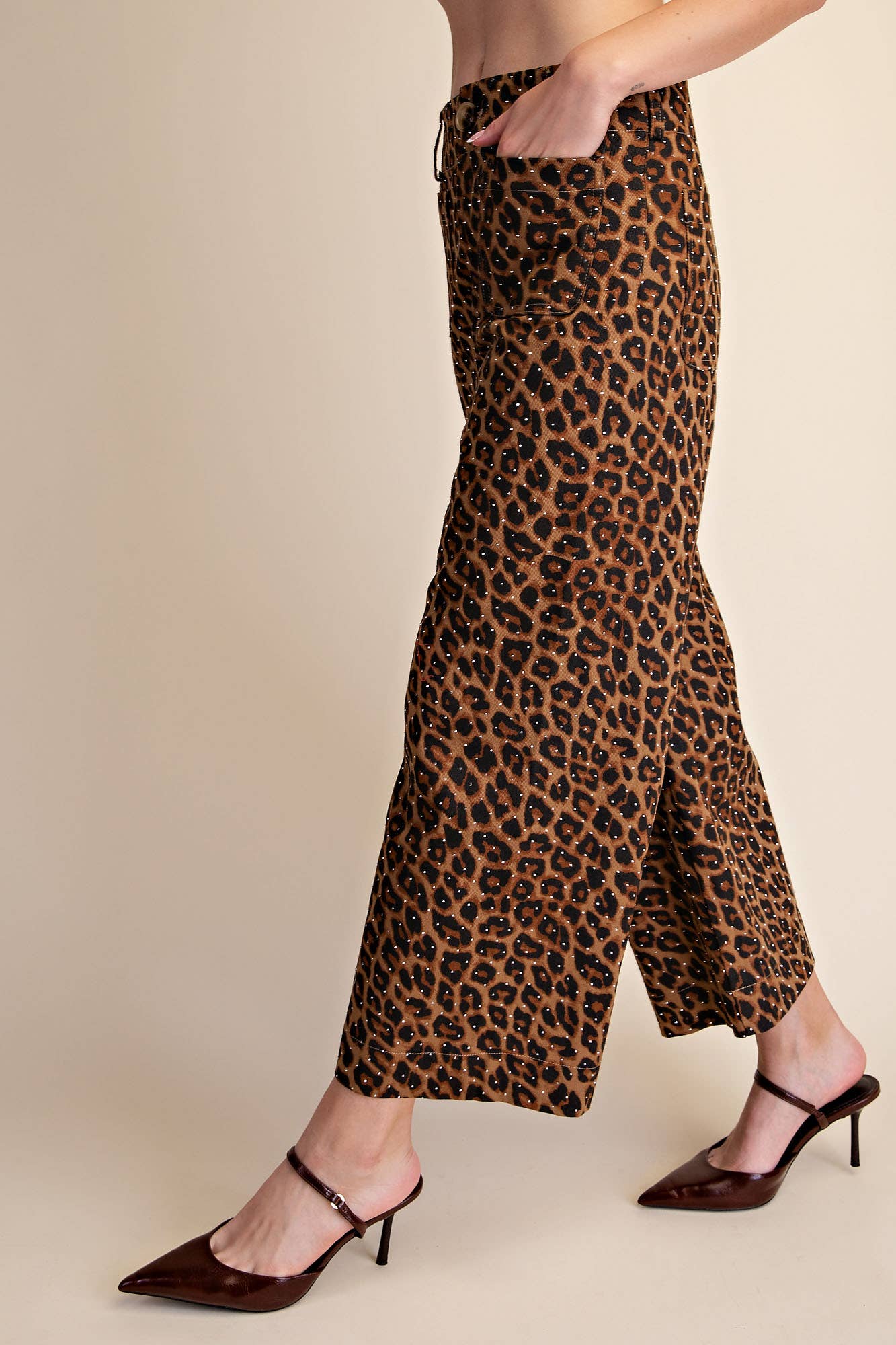 Leopard Colette Cropped Rhinestone Pants