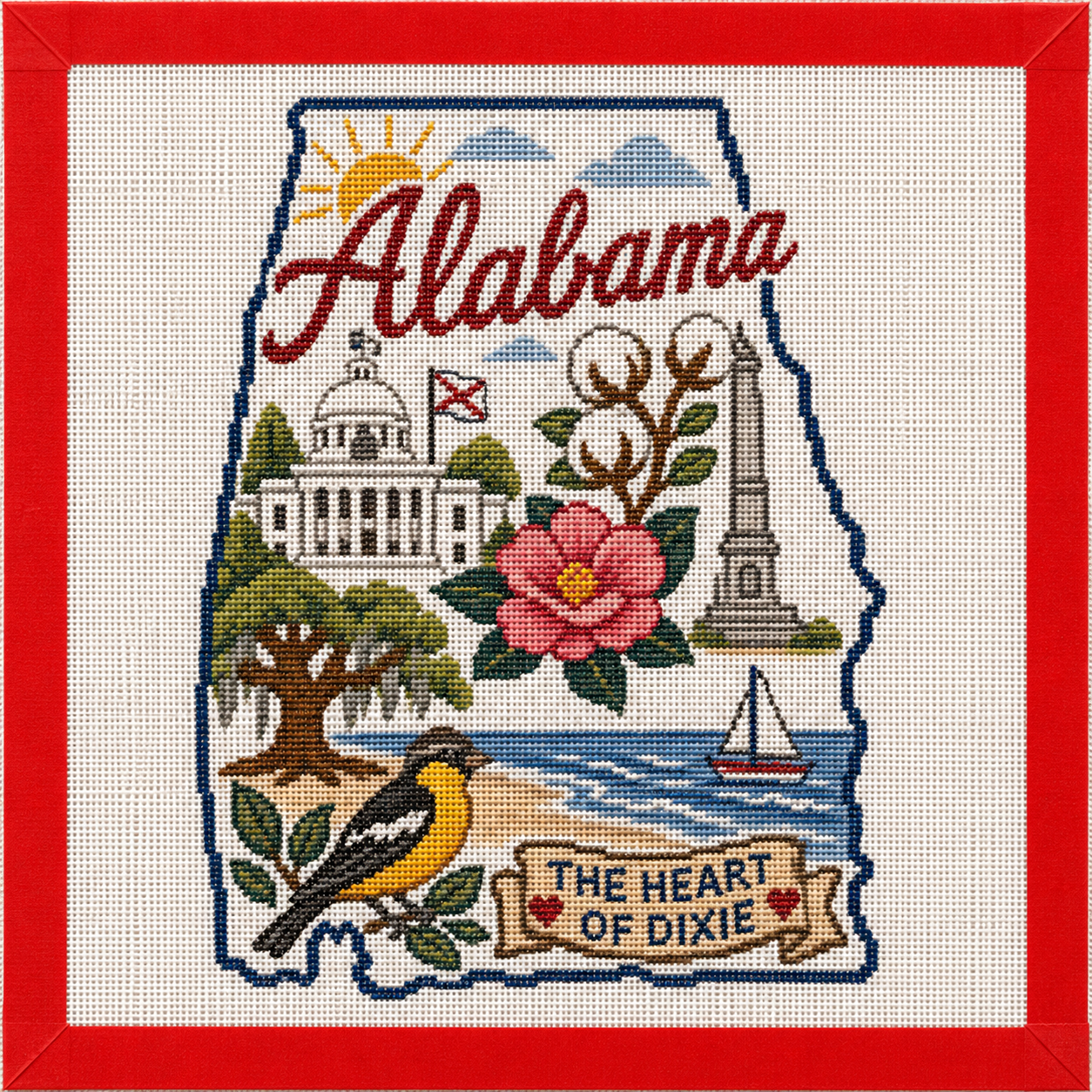Alabama Travel Printed Needlepoint Canvas