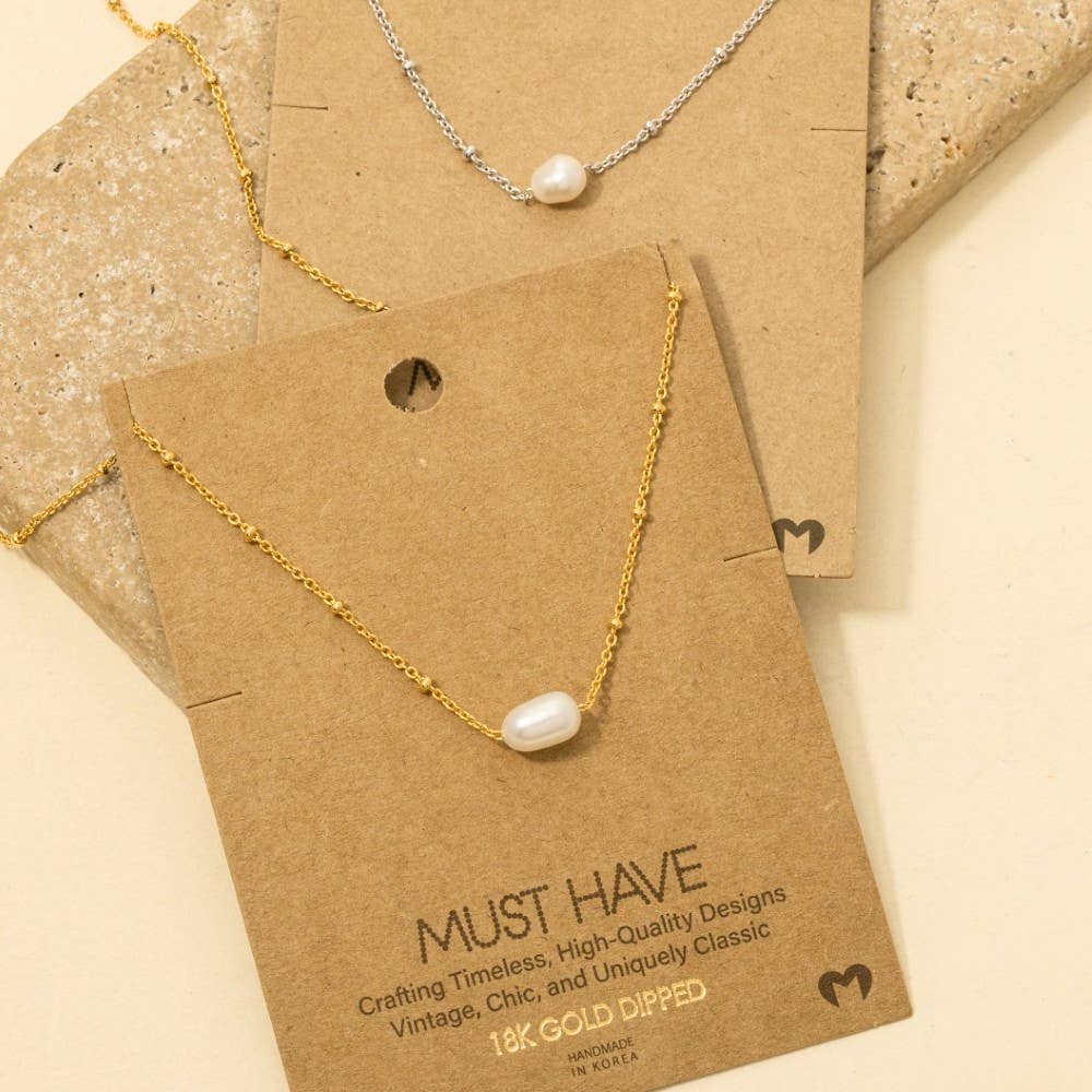 Gold Dipped Pearl Pendant Necklace