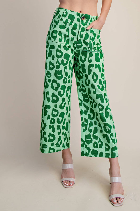 Colette Neon Green Leopard Pant