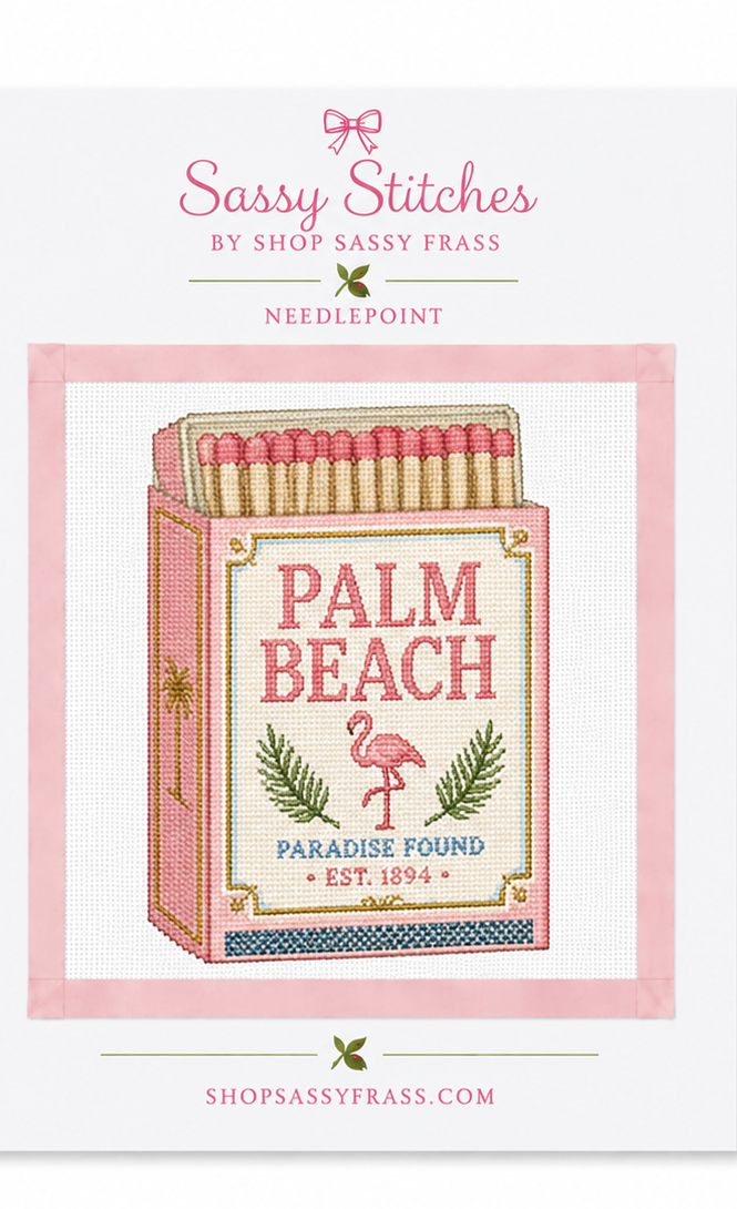 Palm Beach Match Box Printed Needlepoint a canvas
