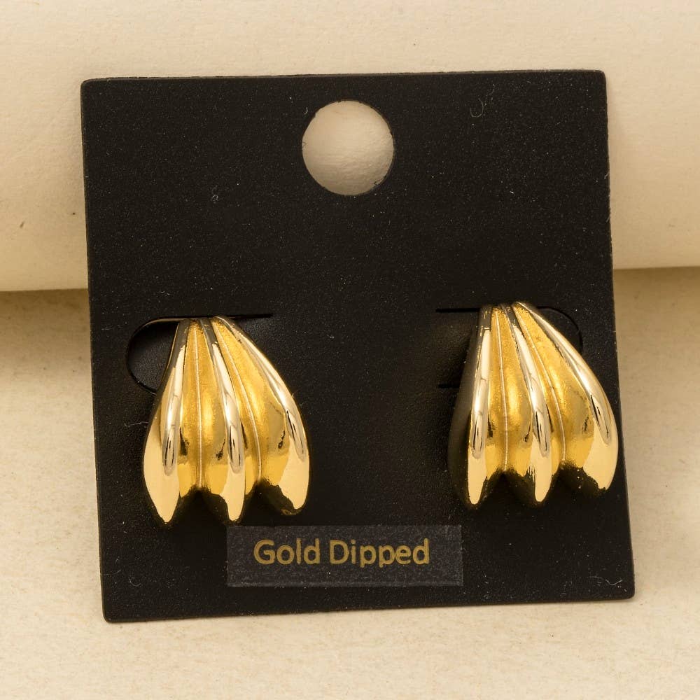 Gold Dipped Layered Triangular Hoop Earrings