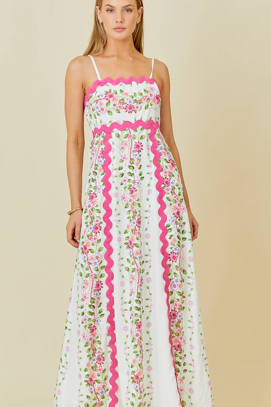 Resort Vacation Ric Rac Maxi Dress