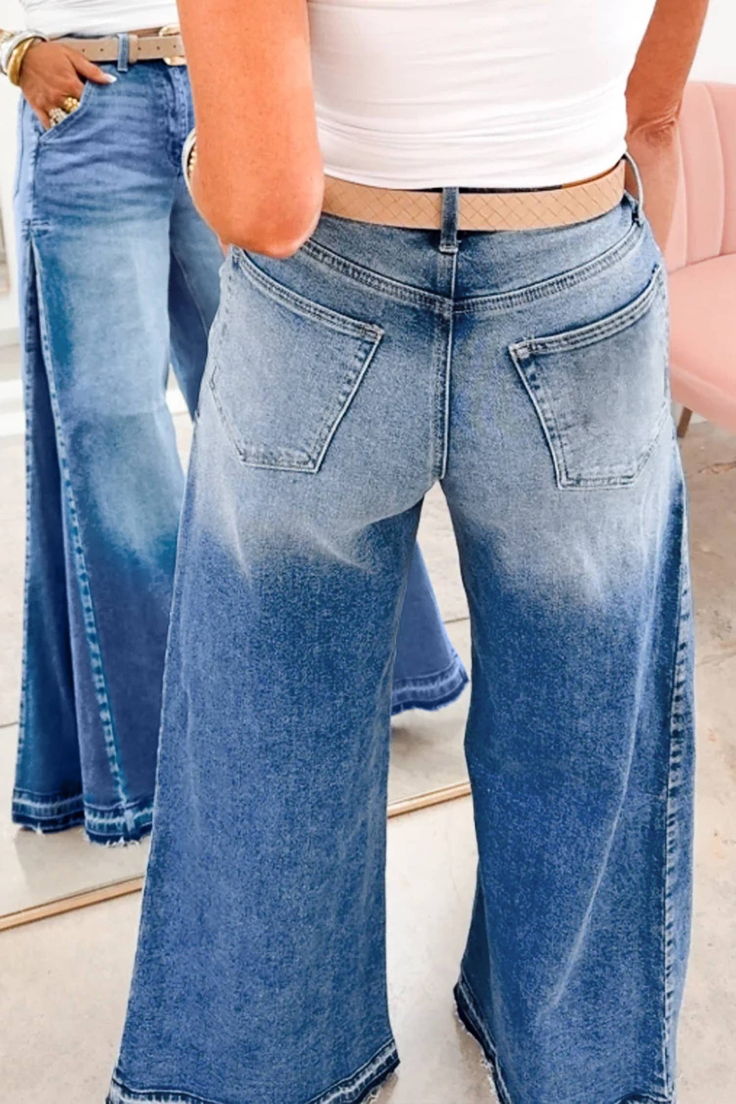 Full-length Denim Wide Leg Pants