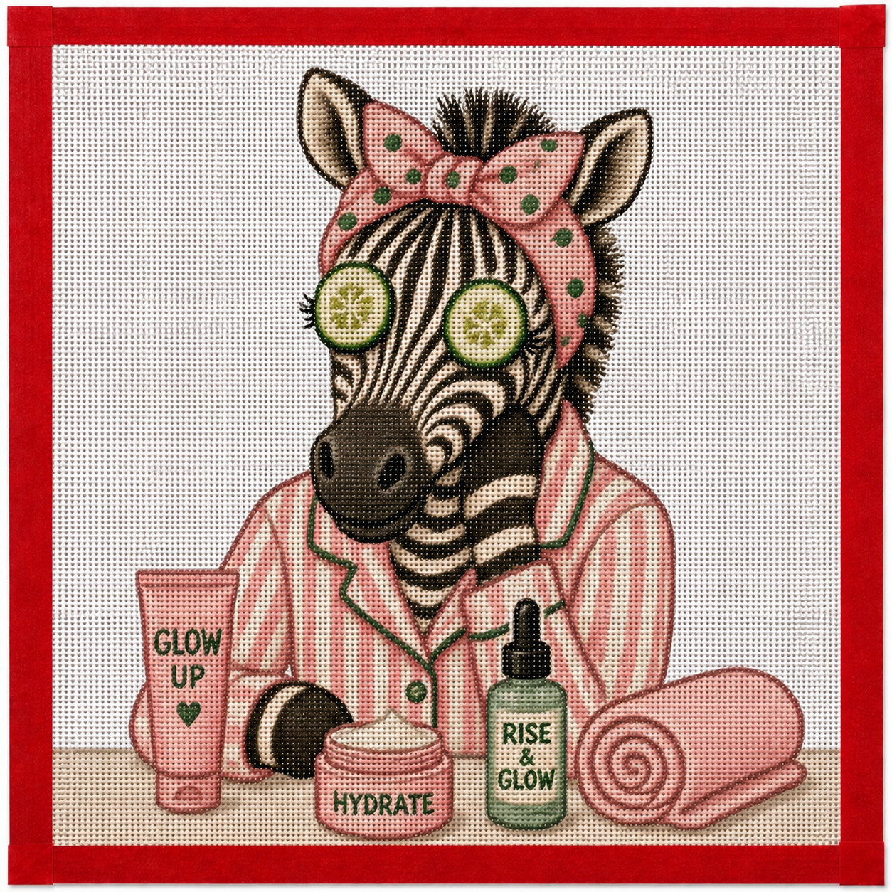 Zebra in Pajama Printed Needlepoint Canvas