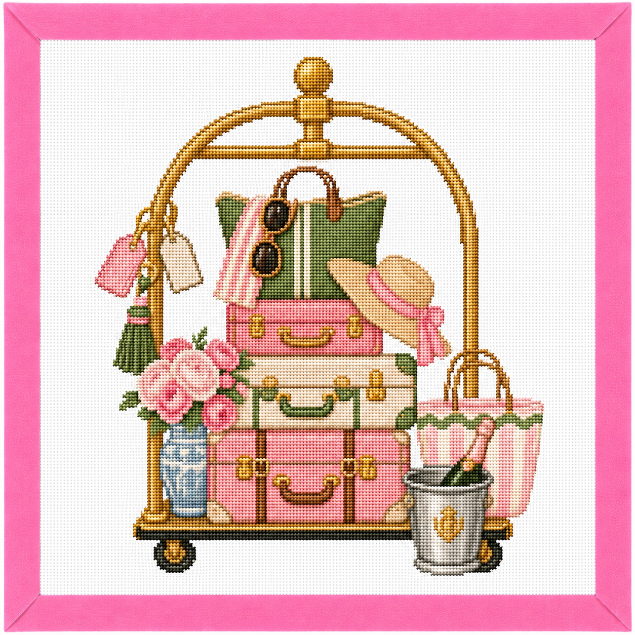 Palm Beach Bellman’s Luggage Cart Needlepoint Canvas